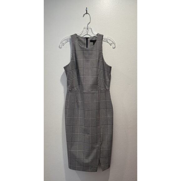Banana Republic Size 8 Houndstooth Dress Sleeveless Sheath Bi Stretch Slit Work - Picture 1 of 8